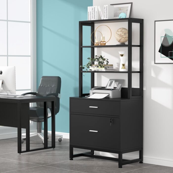 File Cabinet, 2 Drawers Letter Size Filing Cabinet Printer Stand - Image 4