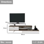 Alecta TV unit with 2 upper shelves, 180 * 52 MDF wood - Image 3