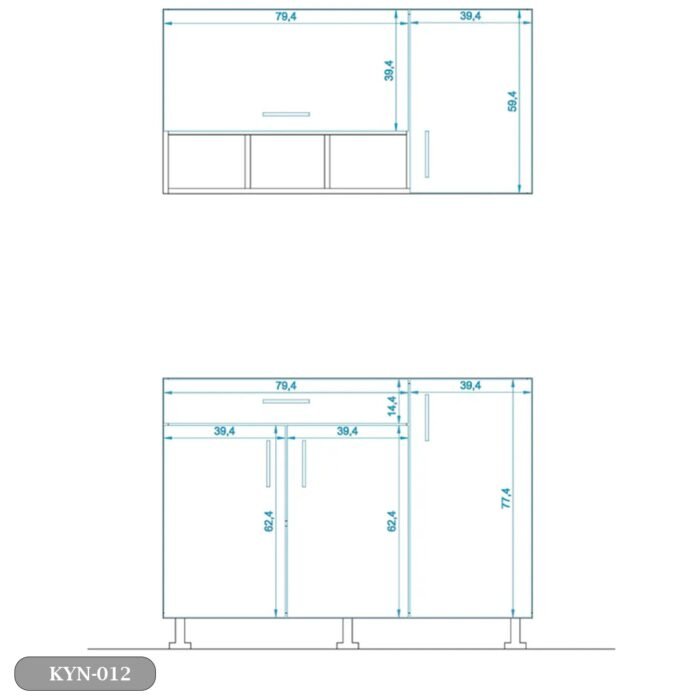 Two-piece kitchen with wood countertops and MDF wood - KYN-012 - Image 3