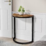 End Table, Half Round Narrow Side Table with Metal Frame - Image 5