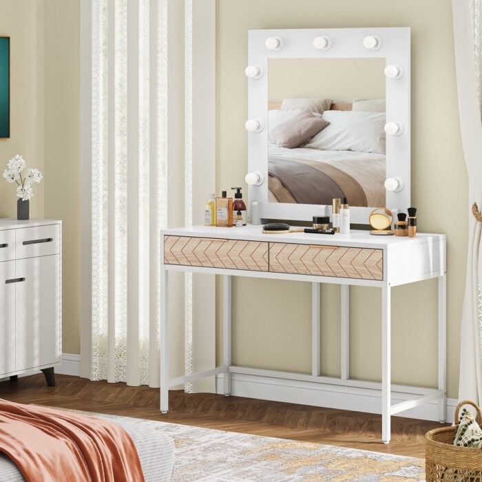 Vanity, Makeup Dressing Table with Lights and Drawers - Image 4