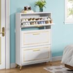 Shoe Cabinet, 3 Flip Drawer Modern Shoe Storage Rack Organizer - Image 4