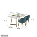 Dining table - 4 metal chairs and a white quartz marble table - LUS-133 - Image 3