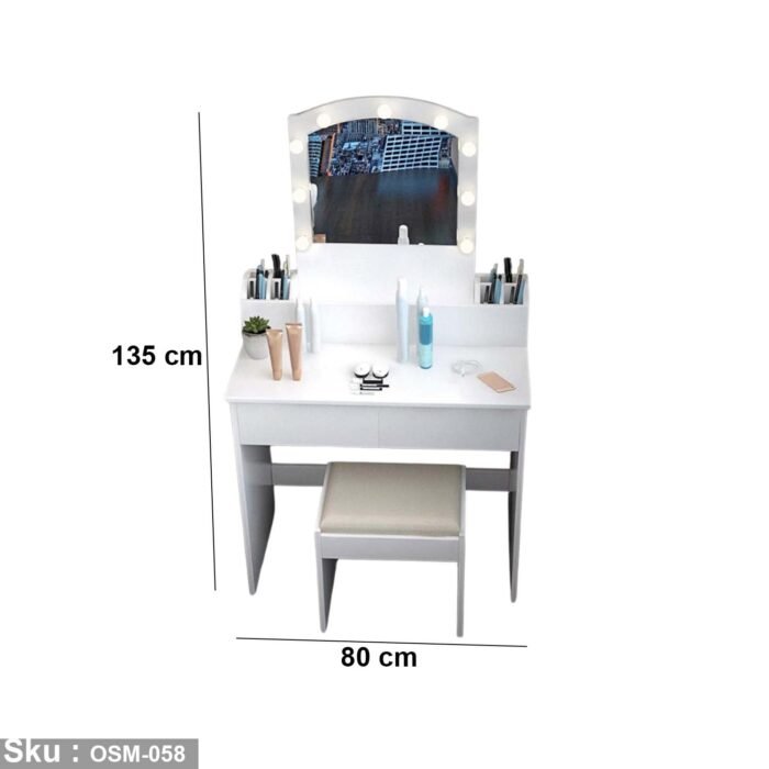 High quality MDF wood dresser with pouf - OSM-058 - Image 3