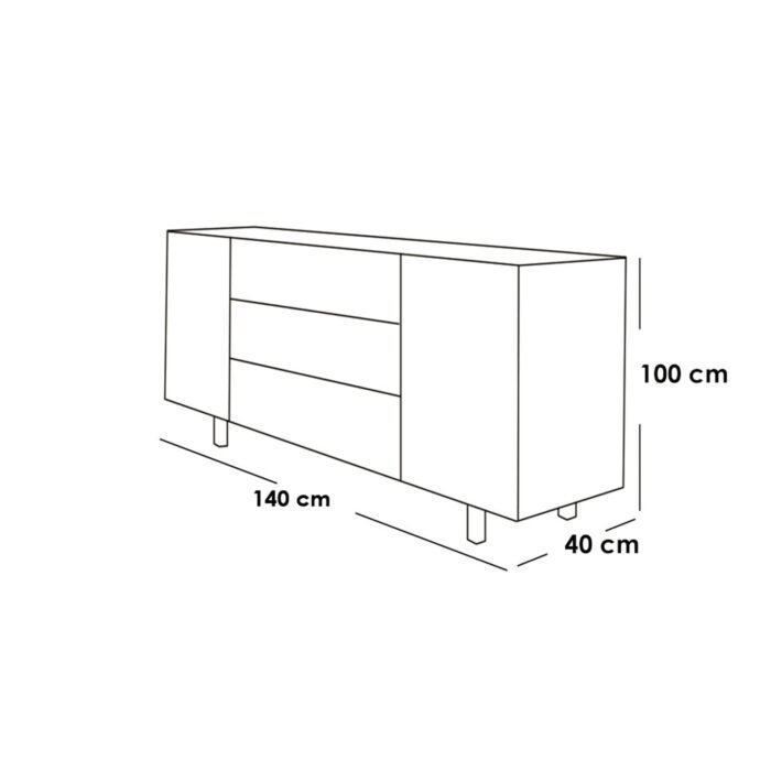 White MDF Buffet - 100 x 140 x 40 cm - OSM-565 - Image 2