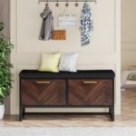 Shoe Bench, 2 Flip Drawers Shoe Rack Organizer with Adjustable Shelves - Image 5