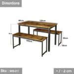 Dining Table and 2 Rectangular Seats, Steel and Wood - SRS-017 - Image 3