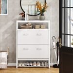 Shoe Cabinet, Tipping Bucket Shoe Storage Rack with Open Shelves - Image 5