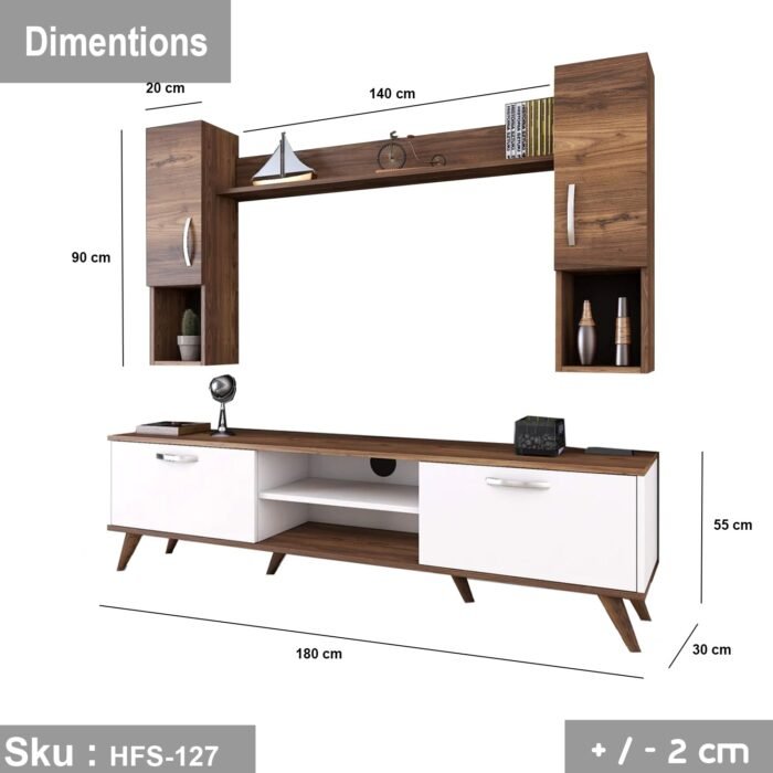 TV table with additional units made of high-quality MDF wood - HFS-127 - Image 3