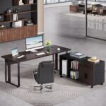 70.8? Executive Desk with 47? Mobile File Cabinet, L Shaped Computer Desk - Image 4