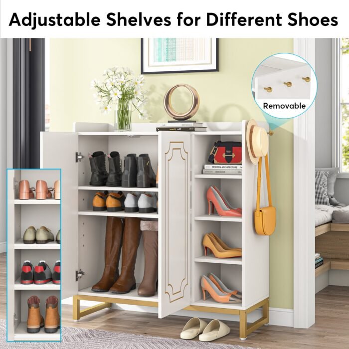 Shoe Cabinet, 20 Pairs Shoe Rack Organizer with Adjustable Shelves - Image 6