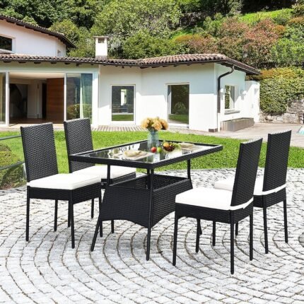 Nero rattan dining set for 4 persons