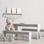 Rectangular children's table and two stools