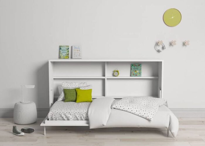 Low folding bed 90x190 with shelving - Image 1