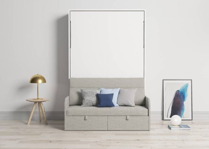 Folding bed with vertical sofa 150 x 190 cm with 2 drawers - Image 3
