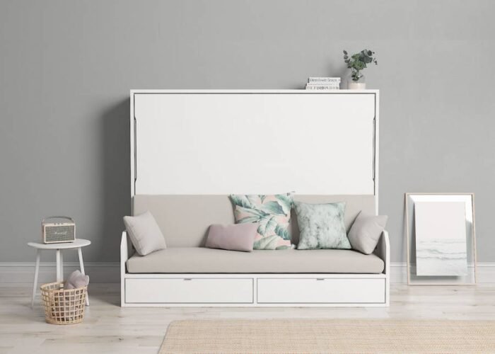 Horizontal folding bed 135 x 190 cm with two drawers - Image 1