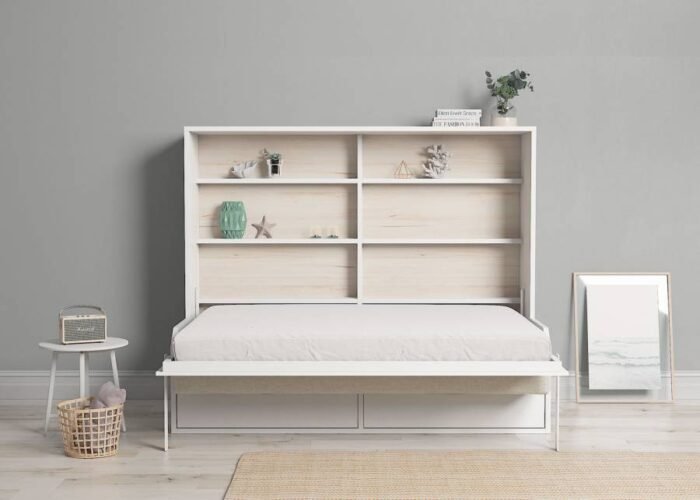 Horizontal folding bed 135 x 190 cm with two drawers - Image 3