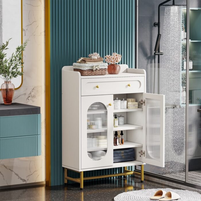 Shoe Cabinet, Modern Storage Cabinet with Drawer & Adjustable Shelves - Image 6