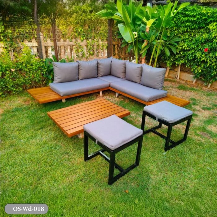 Beech wood corner sofa for 5 peop- OS-Wd-018 - Image 4