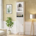 Storage Cabinet, 67?? Bathroom Cabinet with 2 Doors and 6 Shelves