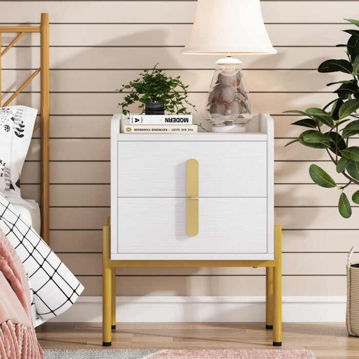 Nightstand, Modern Bedside End Sofa Table with 2 Drawers - Image 5
