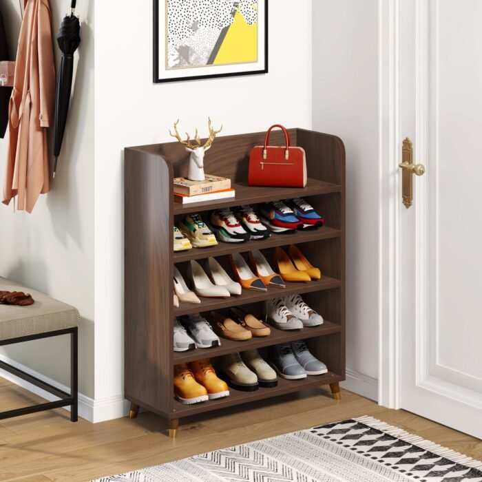 Shoe Rack, 5 Tier Freestanding Shoe Stand Storage Shelf - Image 4