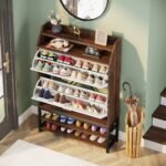 Shoe Cabinet, Freestanding Shoe Organizer with 2 Flip Drawers & Shelves - Image 6