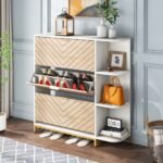Shoe Cabinet, Modern 24 Pair Shoe Rack Organizer with Doors & Shelves - Image 4