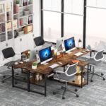 Two Person Desk, 94.5?Computer Desk with Shelves and Tiltable Tabletop - Image 6