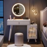 Vanity, Makeup Dressing Table with Drawer and Storage Cabinet - Image 4