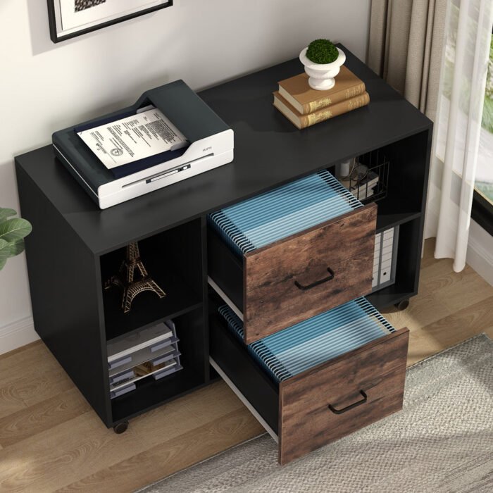 File Cabinet, 2 Drawer Large Mobile Filing Cabinet Letter Size - Image 4