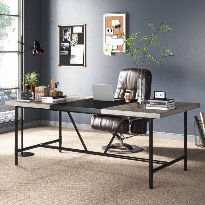 6FT Conference Table, 70.8? Executive Desk Office Computer Meeting Table - Image 9
