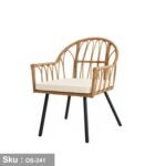 Dining set 4 chairs and table of rattan - OS-241 - Image 3