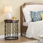 End Table, Round Side Table Nightstand with Metal Frame - Image 4