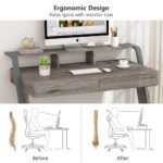 Computer Desk, 47-Inch Writing Desk with 2 Storage Drawers - Image 6