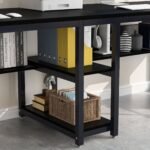 Two Person Desk, Computer Desk Double Workstation with Shelves - Image 7