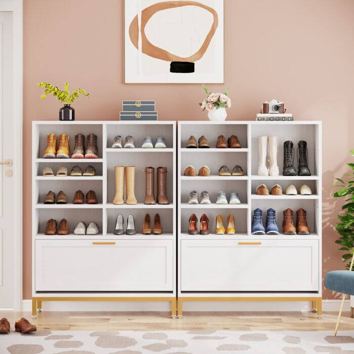 Shoe Cabinet, 7-Tier Shoe Rack with Flip Door & Adjustable Shelves - Image 5