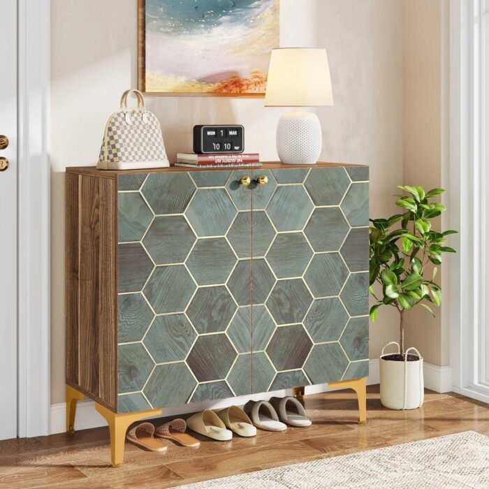 Sideboard Buffet Set of 2, Modern Storage Cabinet with Doors - Image 5