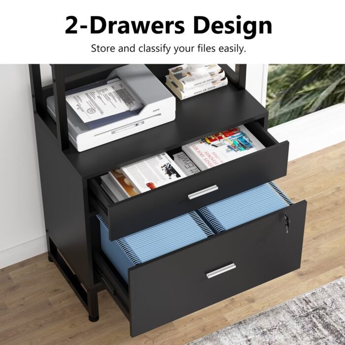 File Cabinet, 2 Drawers Letter Size Filing Cabinet Printer Stand - Image 5