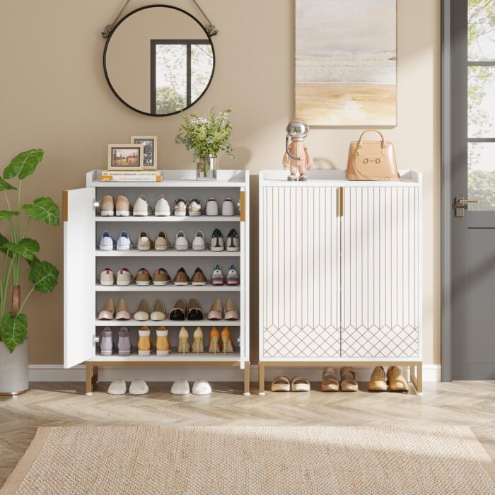 Shoe Cabinet, 25 Pairs Shoes Rack Organizer with Doors - Image 6