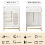 Shoe Cabinet, Modern Storage Cabinet with Drawer & Adjustable Shelves - Image 7
