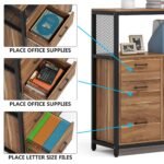 File Cabinet, 3 Drawers Lateral Filing Cabinet with Open Shelves - Image 6