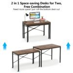Two Person Desk, Double Computer Desk with Wheels Lockable - Image 7