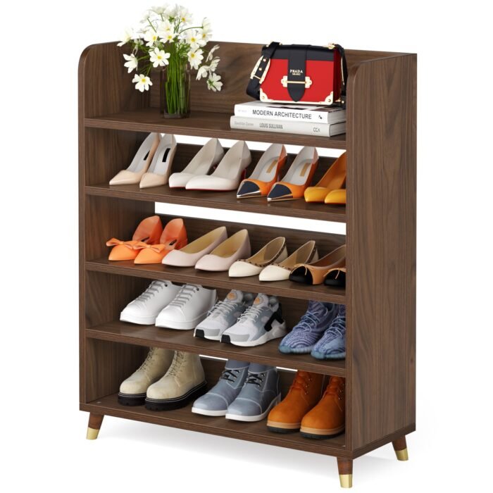 Shoe Rack, 5 Tier Freestanding Shoe Stand Storage Shelf - Image 1