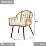 Dining set 4 chairs and table of rattan - OS-241 - Image 5
