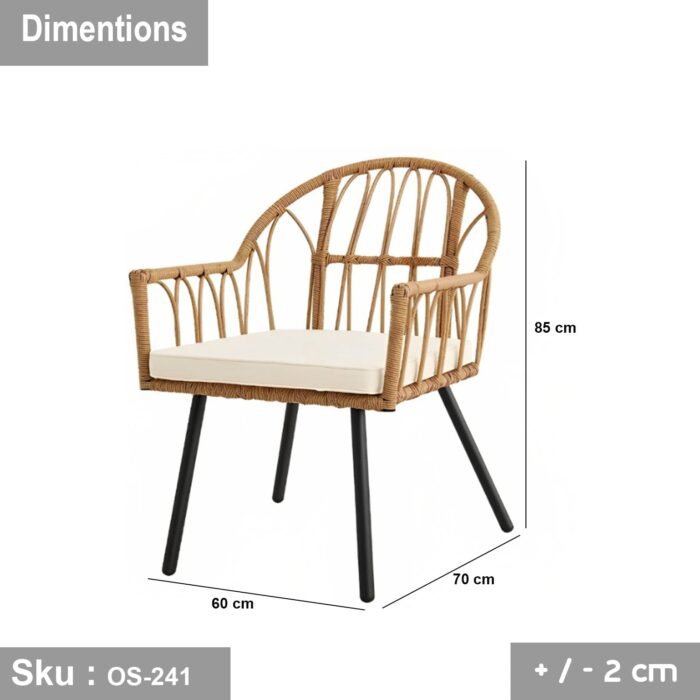 Dining set 4 chairs and table of rattan - OS-241 - Image 5