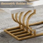 Coffee Table, 47? Faux Marble Cocktail Table with Geometric Frame - Image 7