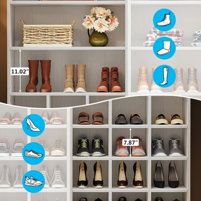Shoe Cabinet, Freestanding Shoe Rack with Side Hooks - Image 5