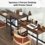 Two Person Desk, 96.9? Double Computer Desk with Storage Shelves - Image 6
