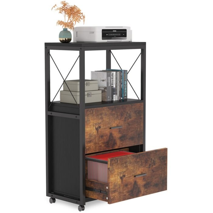 File Cabinet, 2 Drawer Rolling Vertical Filing Cabinet for Legal Size - Image 1